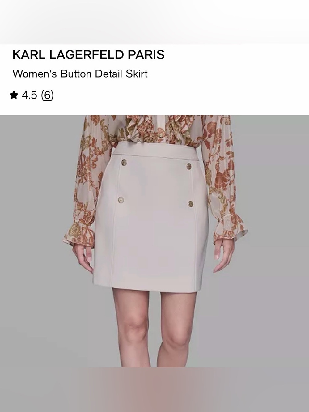KARL LAGERFELD 🤍 off white Mini Skirt with Gold Buttons and pockets